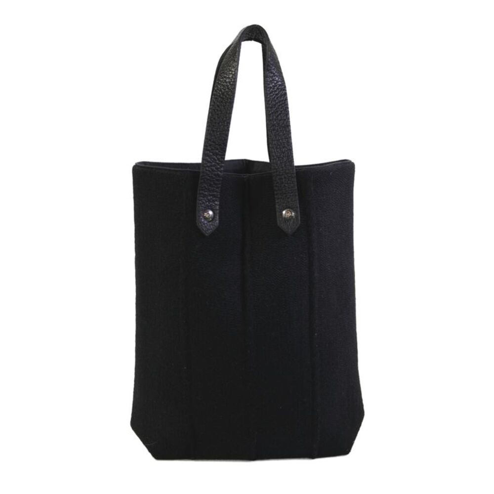 Hermes Womens Canvas Leather SSelfridges London triped Mini Tote Handbag Black